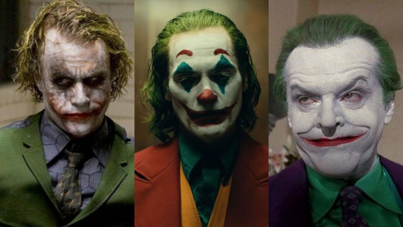 Heath Ledger, Joaquin Phoenix e Jack Nicholson como Coringa (Foto: Reprodução)