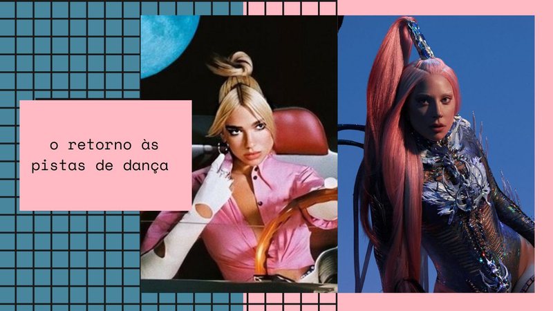 Da esq. para a dir.: Dua Lipa com 'Future Nostalgia' e Lady Gaga com 'Chromatica (Foto 1: Divulgação / Foto 2: Divulgação)