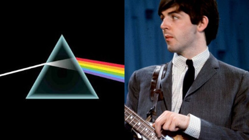 Montagem com a capa do disco Dark Side of the Moon, do Pink Floyd, e Paul McCartney (Foto 1: Reprodução / Foto 2: AP)