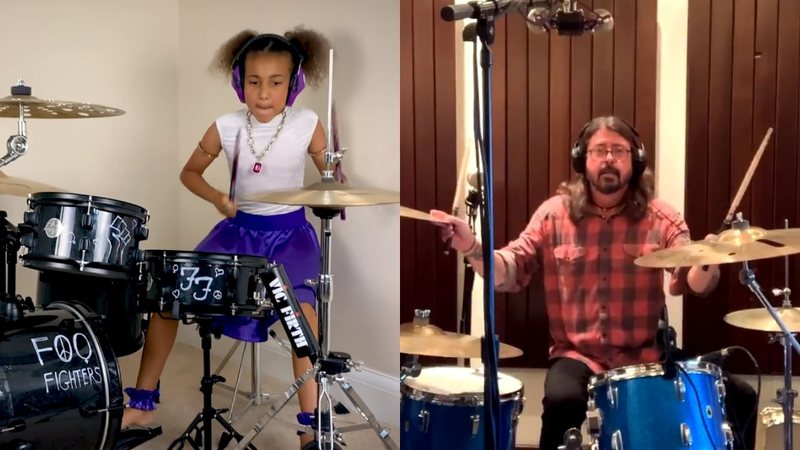 Nandi Bushell e Dave Grohl (foto: reprodução/ Twitter/ YouTube)