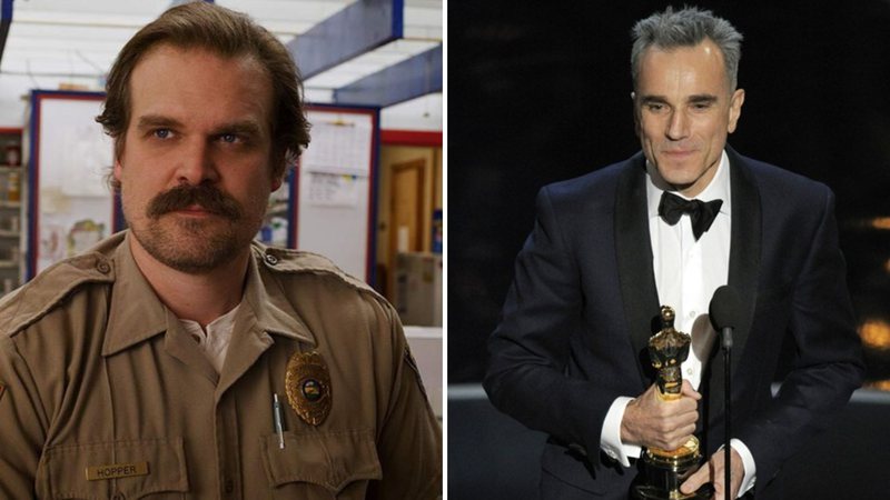 David Harbour como Jim Hopper (Foto: Reprodução / Netflix) e Daniel Day-Lewis (Foto: AP)