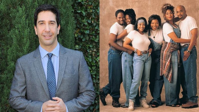 David Schwimmer e elenco de Living Single (Foto 1: Jordan Strauss/AP | Foto 2: Reprodução)