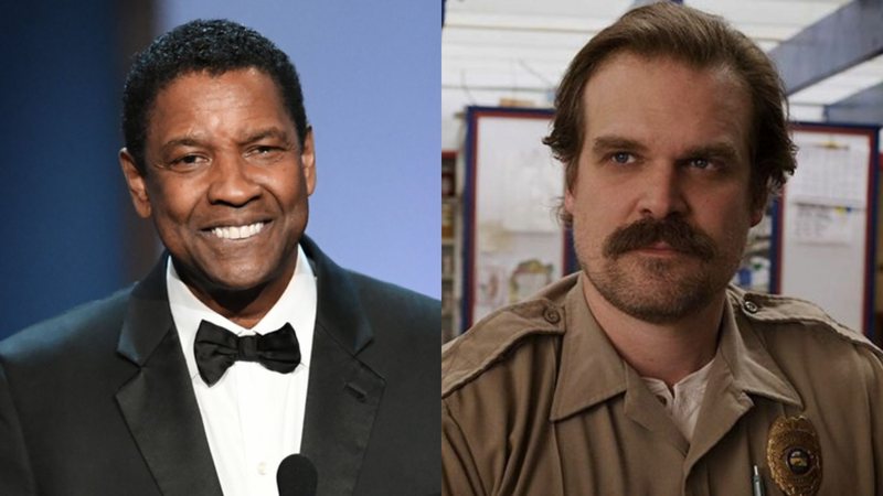 Denzel Washington (Foto: Kevin Winter /Getty Images) e David Harbour (Foto: Reprodução /Netflix)