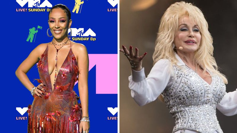 Doja Cat (Foto: Frazer Harrison / Equipe) e Dolly Parton (Foto: Getty Images)