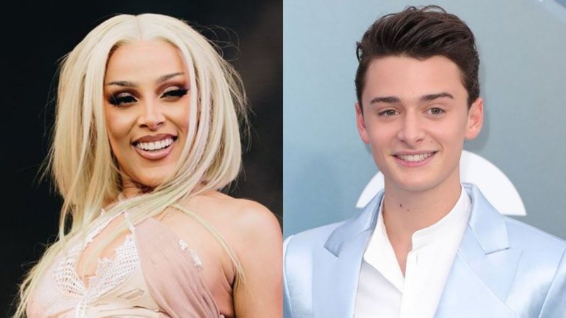 Doja Cat (foto: Rich Fury/Getty Images)  e Noah Schnapp (Foto: Leon Bennett/Getty Images)