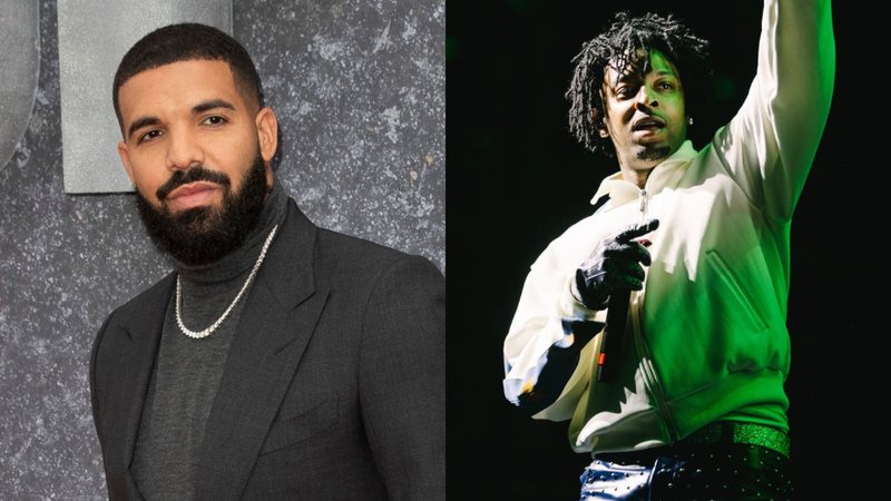 Drake (Foto: Getty Images) e 21 Savage (Foto: Matt Winkelmeyer/ Equipe)