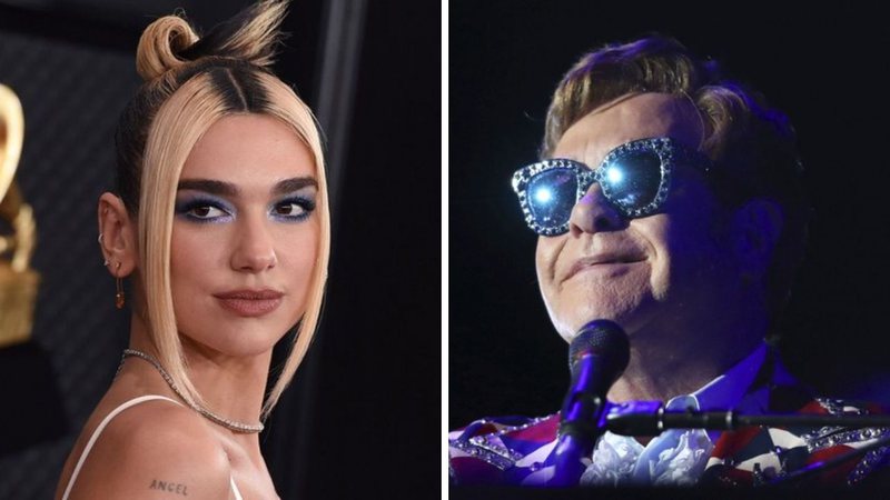 Dua Lipa (Foto: Jordan Strauss/Invision/AP) e Elton John (Foto: Matt Sayles/Invision for Black Ink/AP Images)