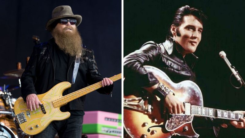 Dusty Hill, do ZZ Top (Foto: Ian Gavan/Equipe) e Elvis Presley (Foto: NBC)