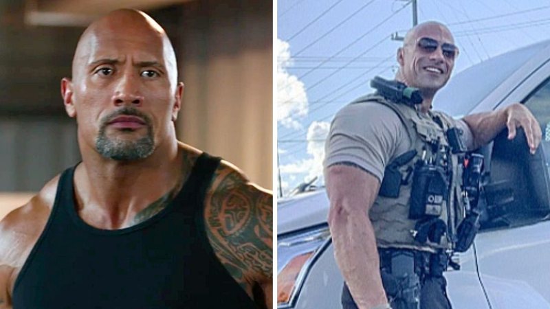 Dwayne Johnson como Luke Hobbs em Velozes e Furiosos (Foto: Divulgação) / Eric Fields, sósia do ator (Foto: Reprodução)