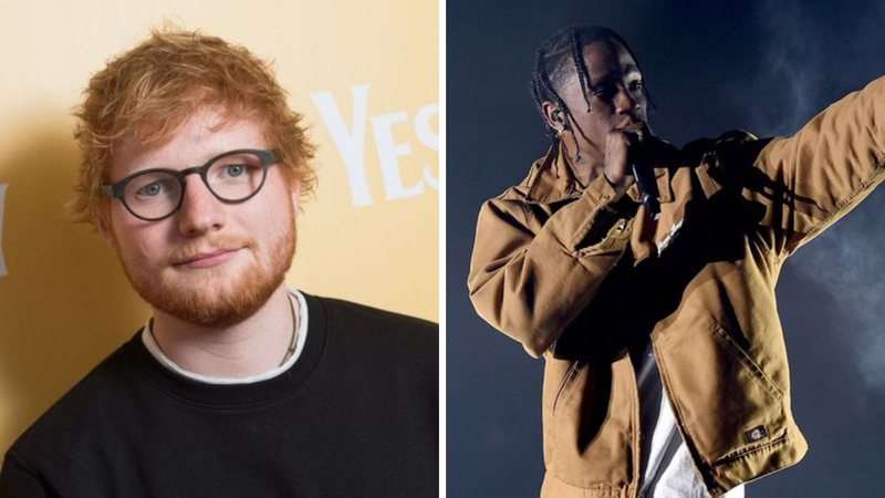 Ed Sheeran (Foto: Jeff Spicer / Getty Images) e Travis Scott (Foto: Kevin Winter / Getty Images)