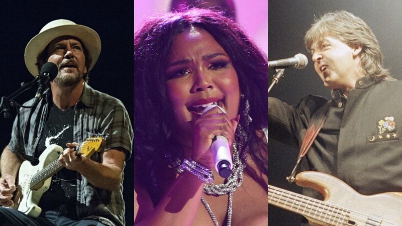 Eddie Vedder (Foto: Amy Harris / Invision / AP),  Lizzo (Foto: Chris Pizzello/Invision/AP) e Paul McCartney (Foto: Tim Sharp / AP)