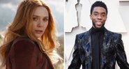 Elizabeth Olsen como Feiticeira Escarlate (Foto: Reprodução/Disney) e Chadwick Boseman (Foto: Getty Images)