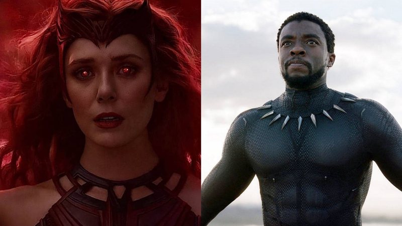 Elizabeth Olsen como Wanda (Foto: Divulgação / Marvel)  Chadwick Boseman como Pantera Negra (Foto: Divulgação / Marvel)