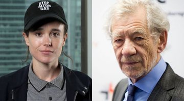 Montagem de Elliot Page (Rich Polk/Getty Images for IMDb) e Ian McKellen (Ben Hider/AP)