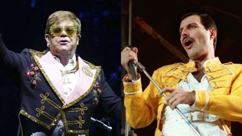 Montagem com Elton John (Foto: Greg Allen / Invision / AP) e Freddie Mercury (AP)