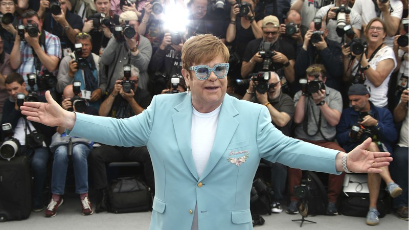 Elton John em Cannes, na estreia de Rocketman (Foto:Joel C Ryan/Invision/AP)