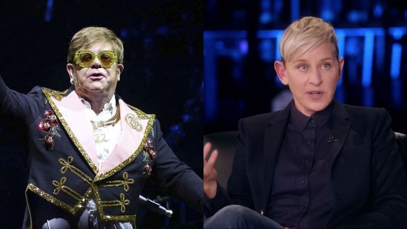 Elton John e Ellen DeGeneres (Foto: Greg Allen / Invision / AP e Reprodução)