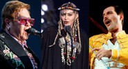 Elton John, Madonna, Freddie Mercury (Foto 1: Valentin Flauraud/AP | Foto 2: Chris Pizzello/AP | Foto 3: Marco Arndt/AP)