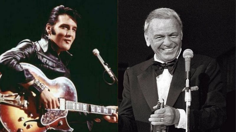 Elvis Presley(Divulgação/NBC) | Frank Sinatra (Fotos: AP Photo/Ray Stubblebine)