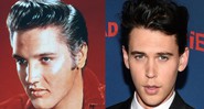 Elvis Presley e Austin Butler (Foto 1: Divulgação | Foto 2: Evan Agostini/Invision/AP)