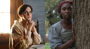 Emma Stone em Adoráveis Mulheres (Foto: Divulgação) e Cynthia Erivo como Harriet Tubman (Foto: Divulgação)