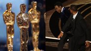 Estatuetas do Oscar (Foto: Bryan Bedder / Getty Images) | Will Smith agride Chris Rock no Oscar 2022 (Foto: Neilson Barnard /Getty Images)