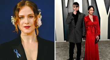 Evan Rachel Wood (Foto: Getty Images / Matt Winkelmeyer / Equipe) e Marilyn Manson com Lindsay Usich (Foto: Getty Images / Frazer Harrison / Equipe)