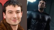 Montagem de Ezra Miller (Foto: Jamie McCarthy/Getty Images) e Ben Affleck como Batman (Foto: Reprodução / Twitter)