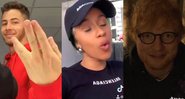 Nick Jonas, Cardi B e Ed Sheeran no TikTok (Foto: Reprodução/ TikTok)