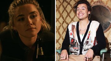 Florence Pugh em Viúva Negra (Foto: Reprodução /Twitter) | Harry Styles (Foto: Rich Fury/Getty Images for Spotify)