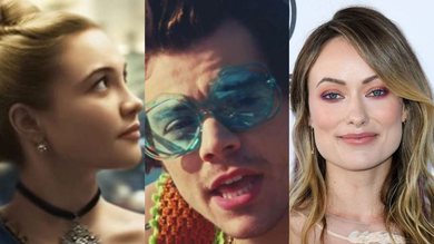 Florence Pugh (Foto: Reprodução/IMDB) | Harry Styles (Reprodução /Youtube) | Olivia Wilde (Getty Images /Jon Kopaloff)