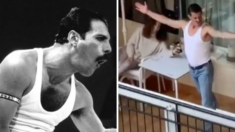 Freddie Mercury, do Queen, em 1985 (Foto: Mark Allen / AP Photo) e cover do cantor (Foto: Reprodução/YouTube)