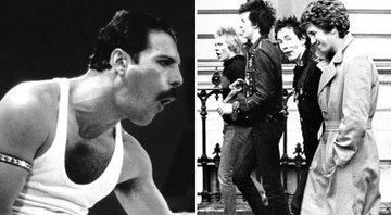 Freddie Mercury (Foto: Mark Allen / AP Photo) e Sex Pistols em 1977 (Foto: AP)