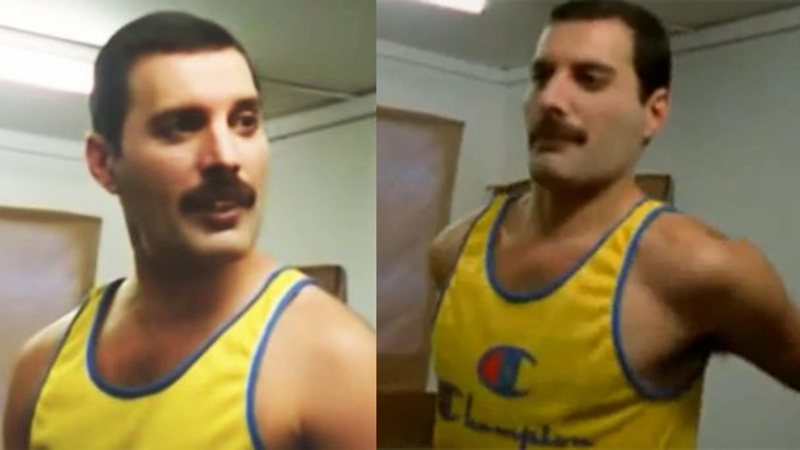 Freddie Mercury antes do show em Knebworth, em 1986 (Foto: reprodução/vídeo)