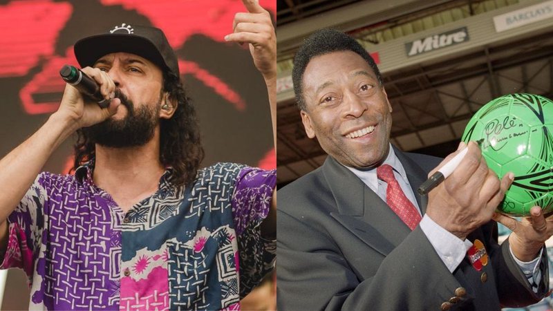 Gabriel, o Pensador no Lollapalooza 2019 (Foto: Camila Cara) | Pelé (Foto: Clive Mason /Allsport)