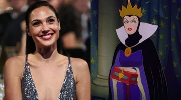 Montagem de Gal Gadot (Foto: Getty Images/Christopher Polk/Equipe) e Rainha Má (Foto: Reprodução/Disney)