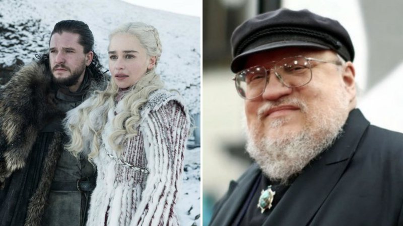 George R.R. Martin (Foto: Reprodução/ AP: Matt Sayles) e Kit Harington e Emilia Clarke (Foto: Divulgação / HBO)