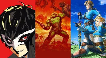 Persona 5, Doom e Zelda: Breath of The Wild (foto: reprodução/ Atlus/ Bethesda/ Nintendo)