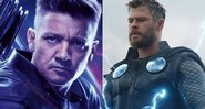 Gavião Arqueiro e Chris Hemsworth como Thor em cena de Vingadores: Ultimato (Foto 1: Divulgação | Foto 2: Divulgação / Marvel Studios)