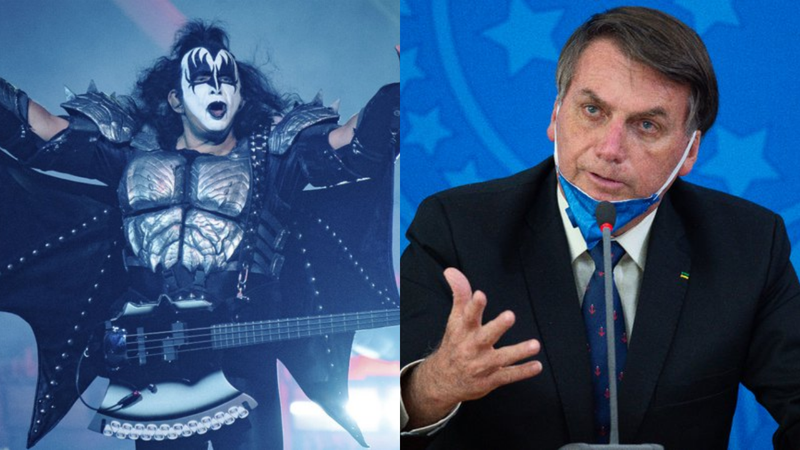 Montagem de Gene Simmons (Foto: Amy Harris/Invision/AP) e Bolsonaro (Foto: Andressa Anholete/Getty Images)