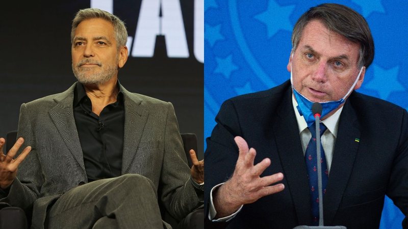 George Clooney e Jair Bolsonaro (Foto 1: Rachel Murray/Getty Images for Hulu | Foto 2: Andressa Anholete/Getty Images)