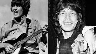 George Harrison e Mick Jagger (Foto 1: AP) (Foto 2: Reprodução)