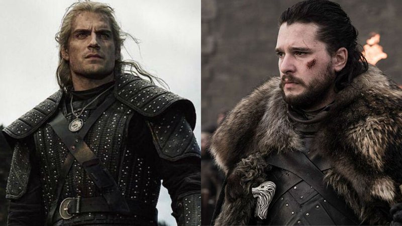 Henry Cavill em The Witcher e Kit Harington em Game Of Thrones (Foto 1: Reprodução/Netflix | Foto 2: Reprodução/HBO)