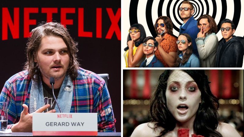 Gerard Way em São Paulo, 2018 (Foto 1: Alexandre Schneider / Getty Images for Netflix; Foto 2: Divulgação / Netflix e Foto 3: Reprodução / Helena)