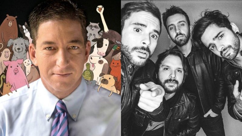 Montagem com Glenn Greenwald (Foto: Reprodução) e banda Fresno (Divulgação)