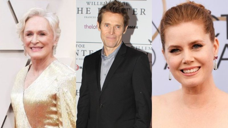 Glenn Close (Foto: Frazer Harrison / Getty Images), Willem Dafoe (Foto: Eva Rinaldi / Wikimedia Commons) e Amy Adams (Foto: Frazer Harrison/Getty Images)