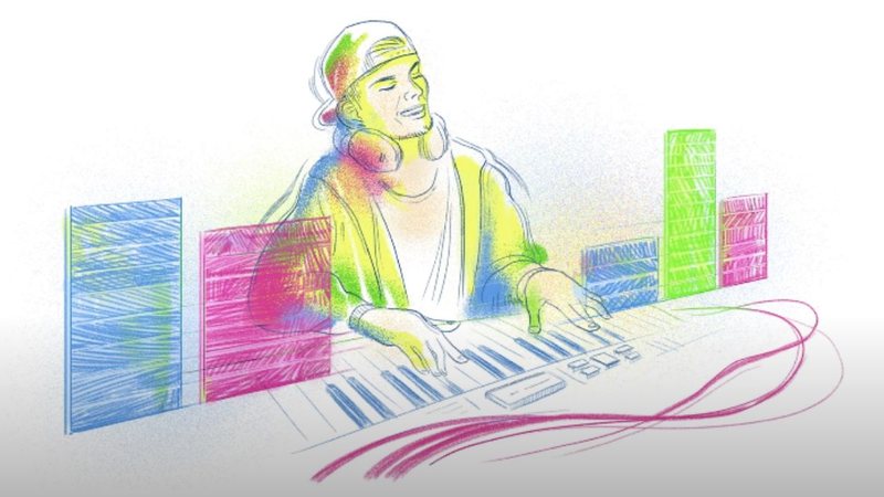 Google Doodle de Avicii (Ilustração: Alyssa Winans via Youtube)