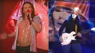 Axl Rose e Bucket Head no Rock in Rio 2001 (Foto: reprodução/vídeo)