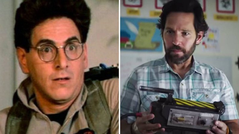 Harold Ramis em Ghostbusters e Paul Rudd em Ghostbusters (Foto: Reprodução)