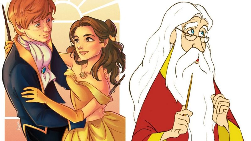 Fanart de Harry Potter e Disney (Arte: DLapiz e Afo2006, do Devian Art)